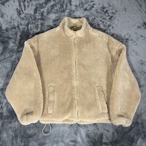 Alo Yoga Foxy Sherpa Jacket Women S Camel Full Zip Relaxed Hip Length EUC